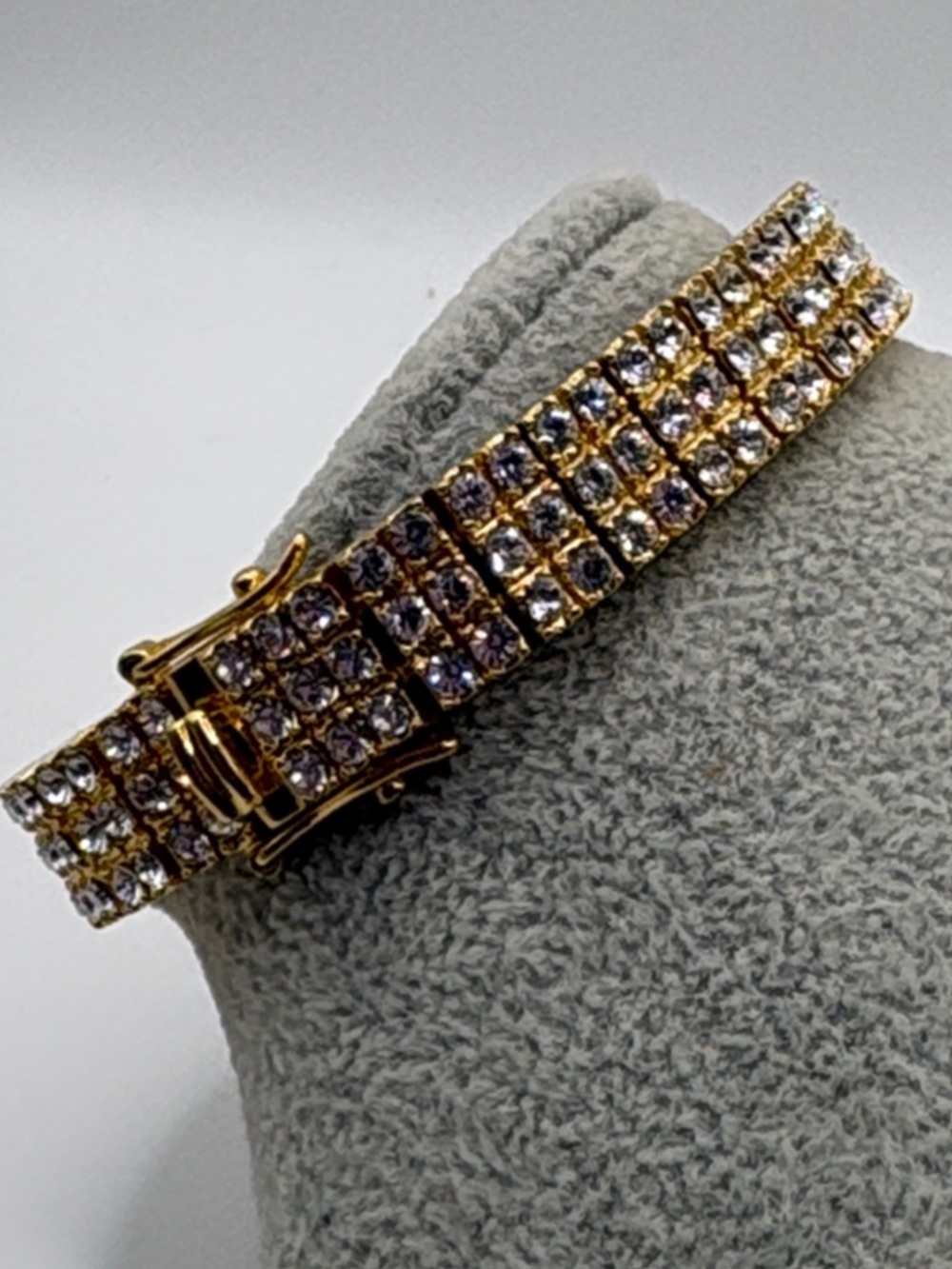 Gold Crystal 18kt GE Tennis Bracelet - Women Jewelry 8” - Picture 5 of 8
